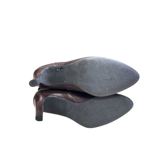 Kurt Geiger London Braxton Lock Bootie US 8.5 EU39 Stiletto Heel Preppy Brown Le - Picture 7 of 8